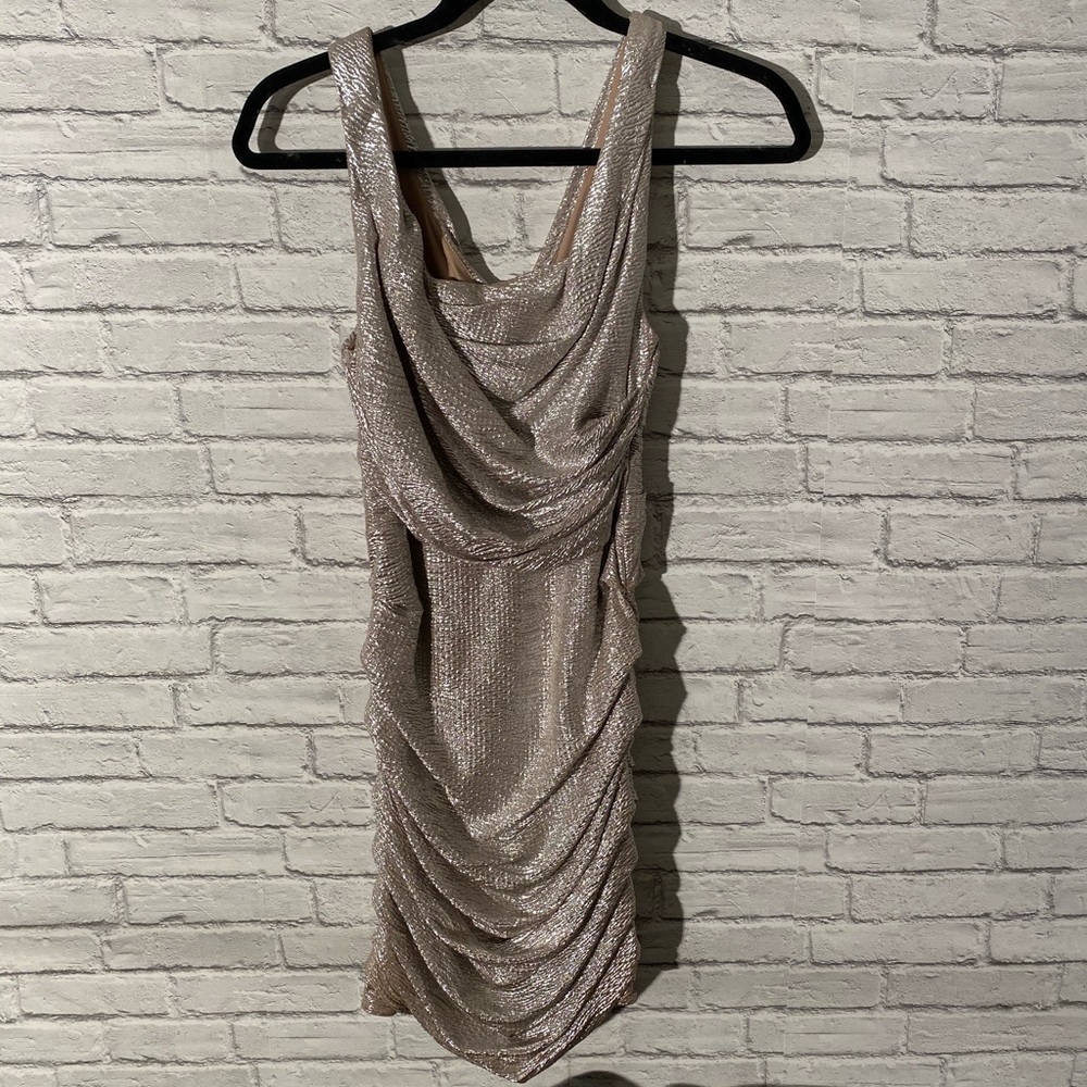 Gold Sparkly Ruched Bodycon Mini Dress